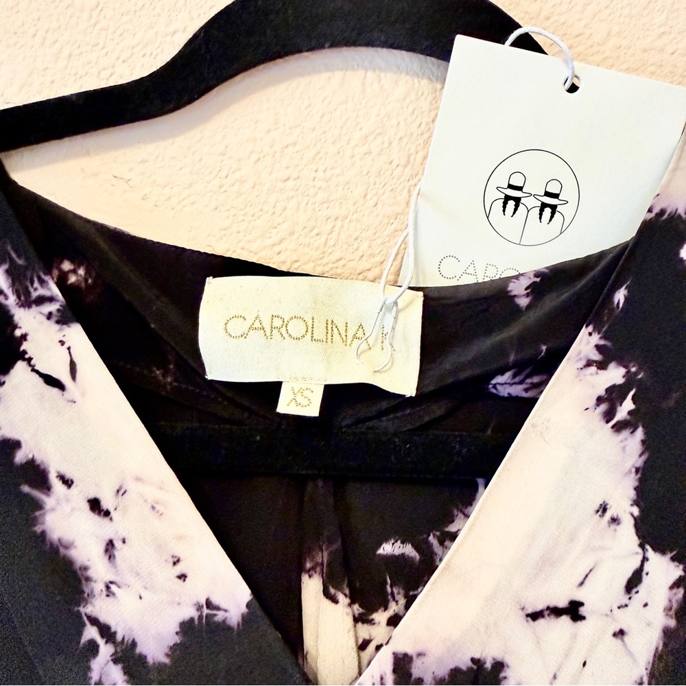 NWT - Carolina K Aisha Kaftan Elegant Black and Cream Midi Dress - Picture 5 of 7